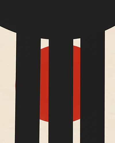 Striking Red Vertical Forms Art Print by Deepthi S