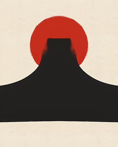Fuji Mountain Red Sun Art Print by Deepthi S