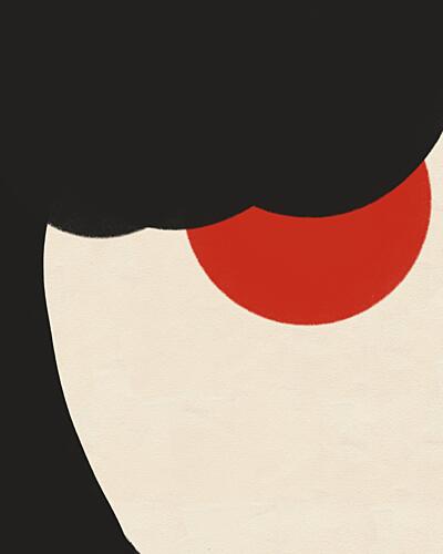 Minimalist Red Circle Face Art Print by Deepthi S