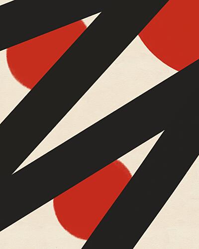 Red Geometric Abstract Art Print by Deepthi S