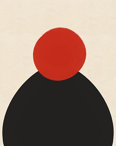 Red Circle Balance Art Print by Deepthi S