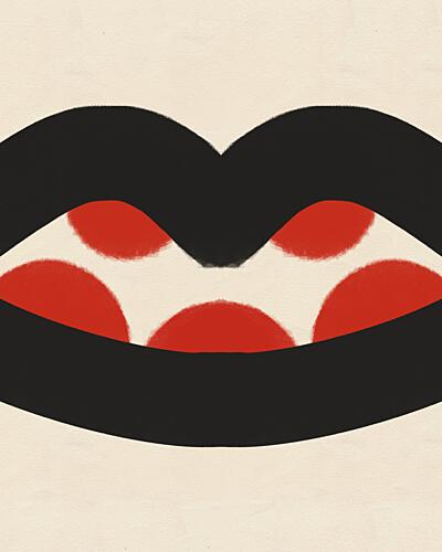 Black Lips Red Dots Art Print by Deepthi S
