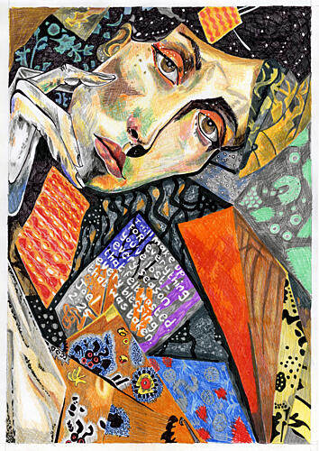 Inspirational Collage Portrait Art Print by Loretta van der Westhuizen