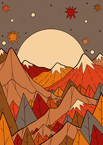 Warm Autumn Mountains Art Print