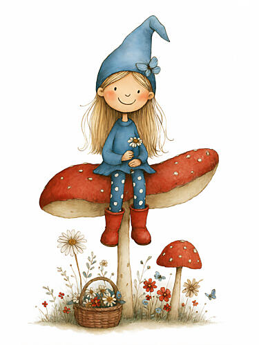 Whimsical Mushroom Girl Art Print