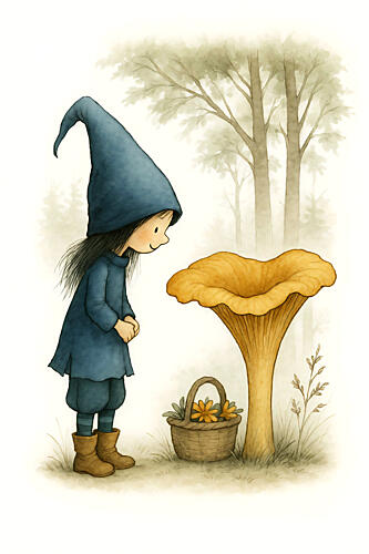 Curious Child Giant Mushroom Art Print