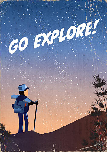 Go Explore under Stars Art Print