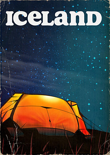 Iceland Starry Night Camping Art Print
