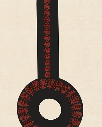 Black Floral Geometric Shape Art Print by Deepthi S