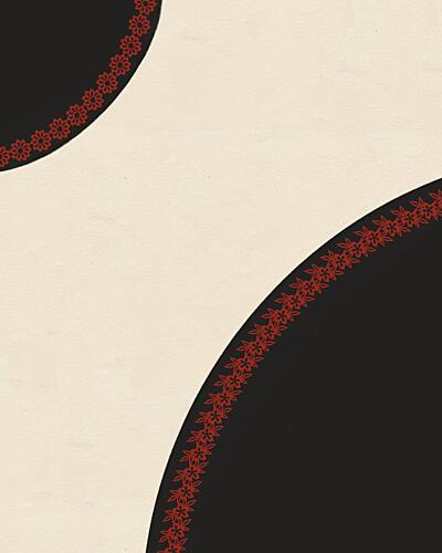Black Red Floral Curves Art Print by Deepthi S