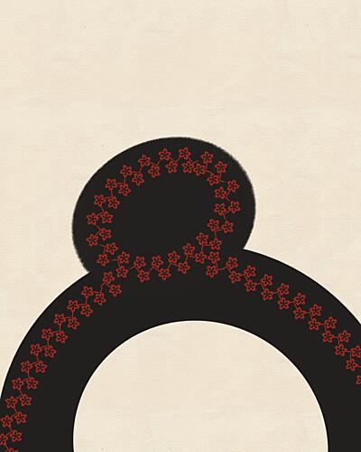 Black Floral Loop Art Print by Deepthi S