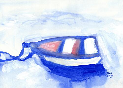 Tranquil Blue Boat Art Print