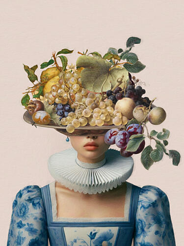 Renaissance Woman Fruit Platter Art Print