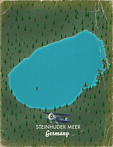Steinhuder Meer Biplane Map Art Print