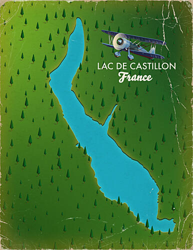 Lac de Castillon Biplane View Art Print