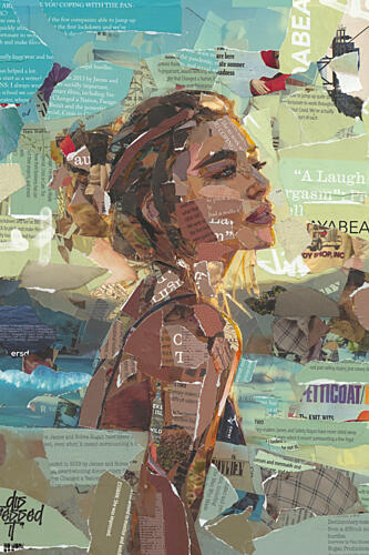 Sunlit Collage Woman Art Print