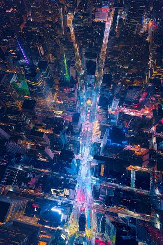 Neon City Lights View Art Print