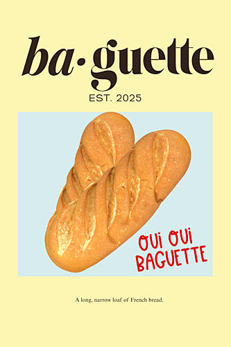 Oui Oui Baguette Gold Print