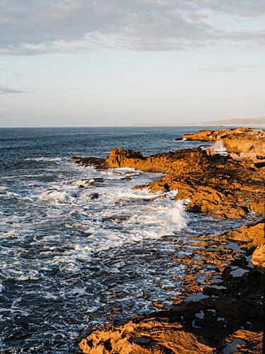 Golden Hour Ocean Waves Gold Print