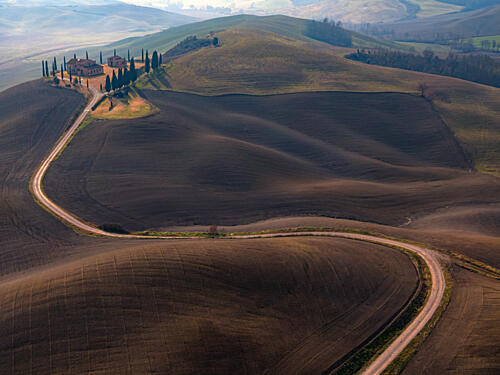 Tuscan Countryside Road Gold Print