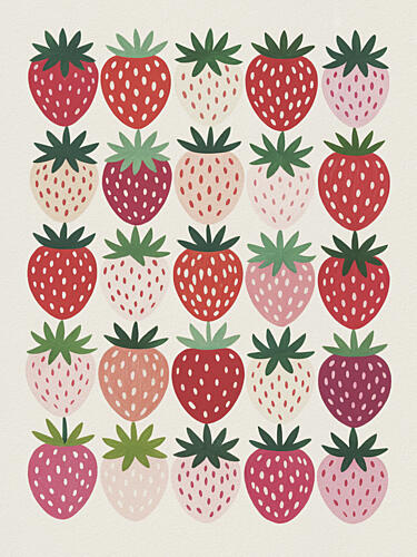 Assorted Strawberry Pattern Art Print