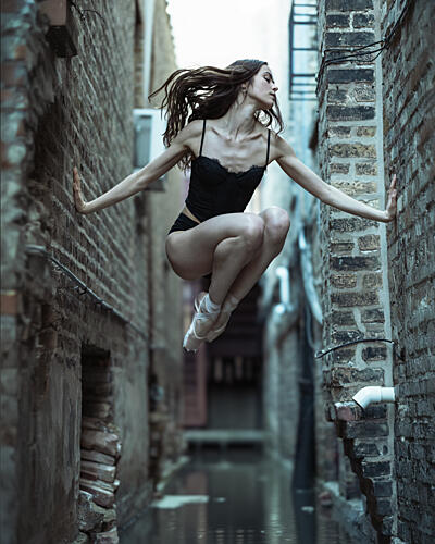 Flying Urban Ballet Art Print by Tyler McAuley