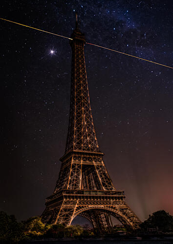 Eiffel Tower Starry Night Gold Print