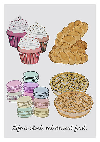 Eat Dessert First Gold Print