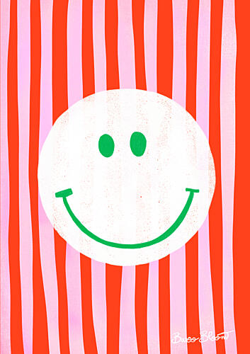 Happy Striped Smile Pop art reproduction