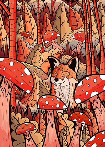 Sleeping Forest Fox Art Print