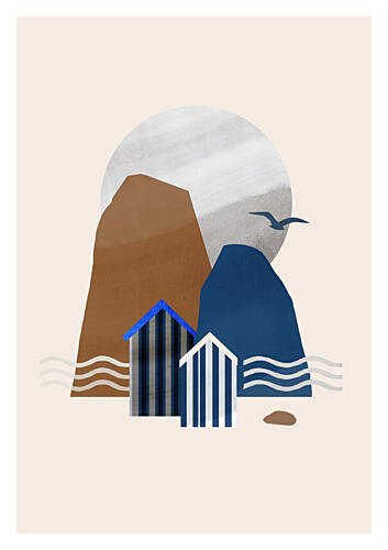 Abstract Coastal Huts Art Print