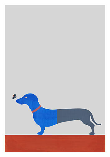 Curious Blue Dachshund Art Print