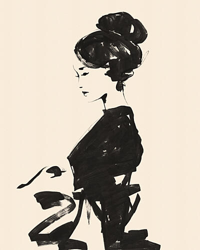Elegant Ink Portrait Art Print