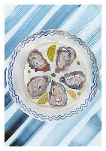 Fresh Oysters and Lemon Art Print by Cartissi