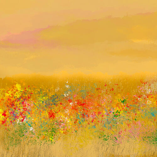 Vibrant Flower Meadow Art Print by Cesare Bellassai Art