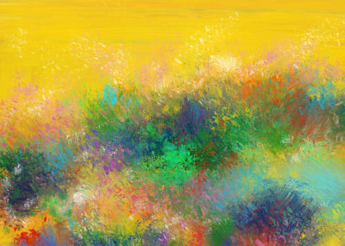 Vibrant Abstract Flower Field Art Print by Cesare Bellassai Art
