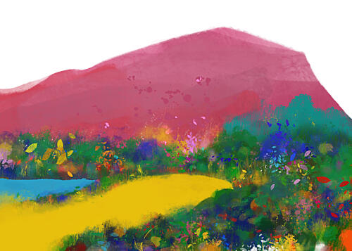 Vibrant Mountain Path Art Print by Cesare Bellassai Art