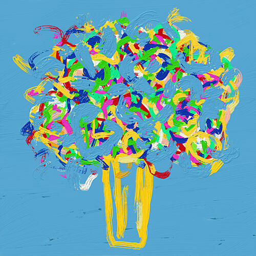 Vibrant Abstract Bouquet Art Print by Cesare Bellassai Art
