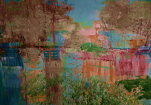 Colorful Abstract Waterscape Art Print by Cesare Bellassai Art