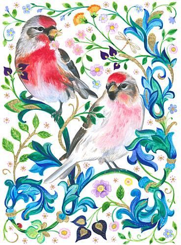 Redpoll Birds Art Print