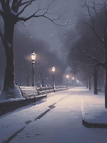 Snowy Winter Night Art Print