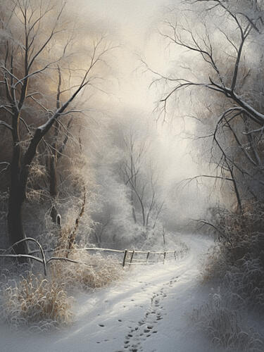 Enchanting Snowy Path Art Print