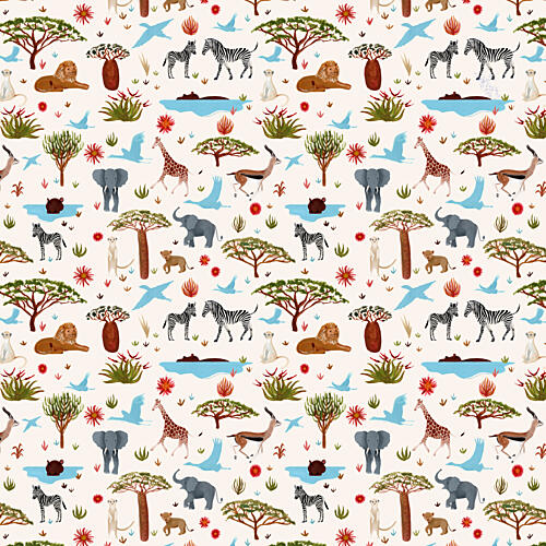 Playful Safari Wildlife Art Print by Julie Lesouef