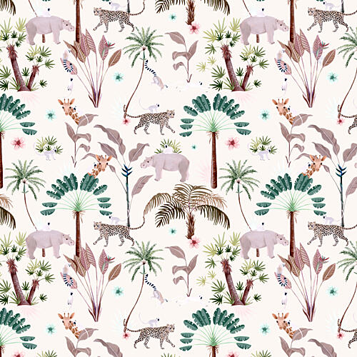 Playful Safari Friends Art Print by Julie Lesouef