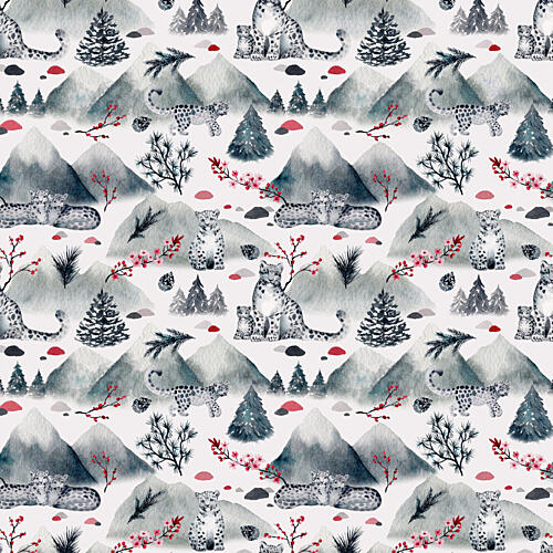 Snow Leopards Mountain Calm Art Print by Julie Lesouef