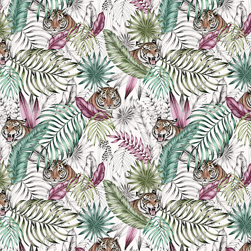 Wild Tropical Tigers Art Print