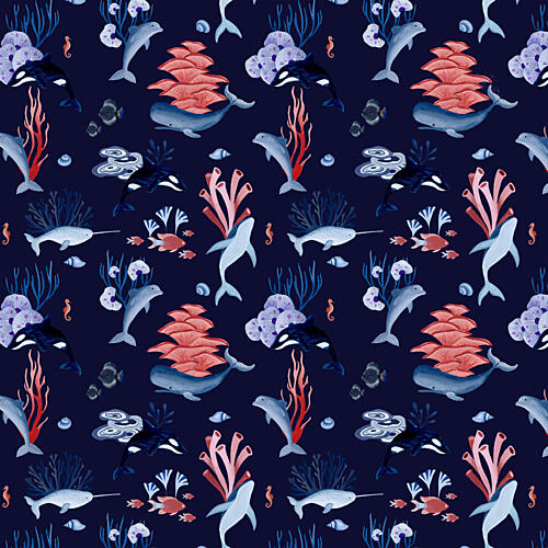 Marine Life Pattern Art Print by Julie Lesouef
