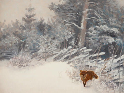 Winter Forest Fox Art Print by Jolly and Dash