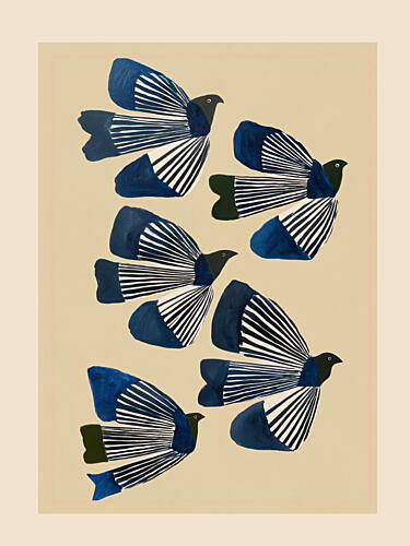 Blue Birds in Flight Art Print