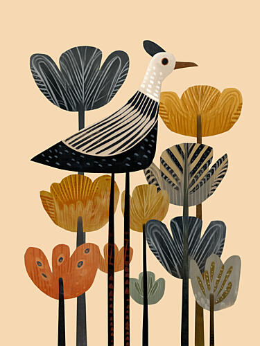 Whimsical Bird Garden Art Print